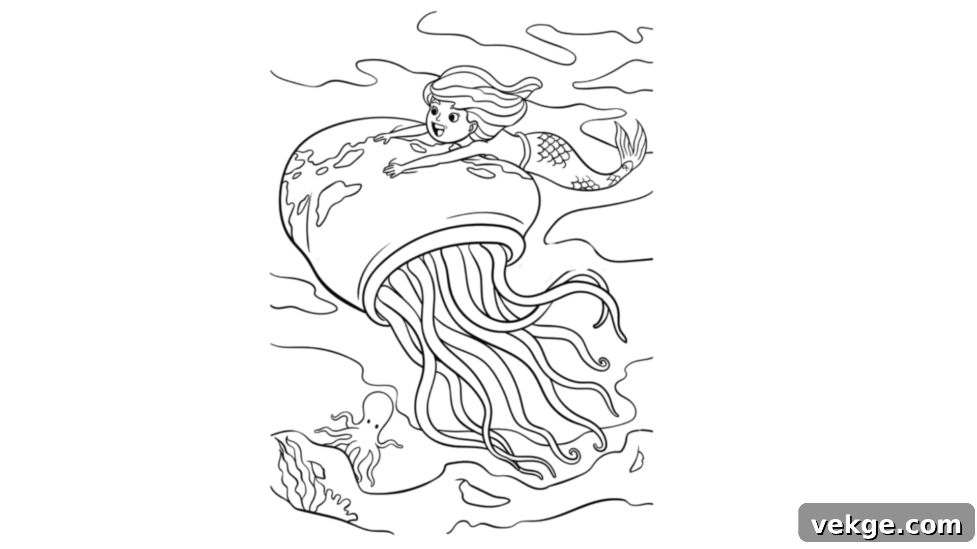 Ariel Swimming Through a Jellyfish Field