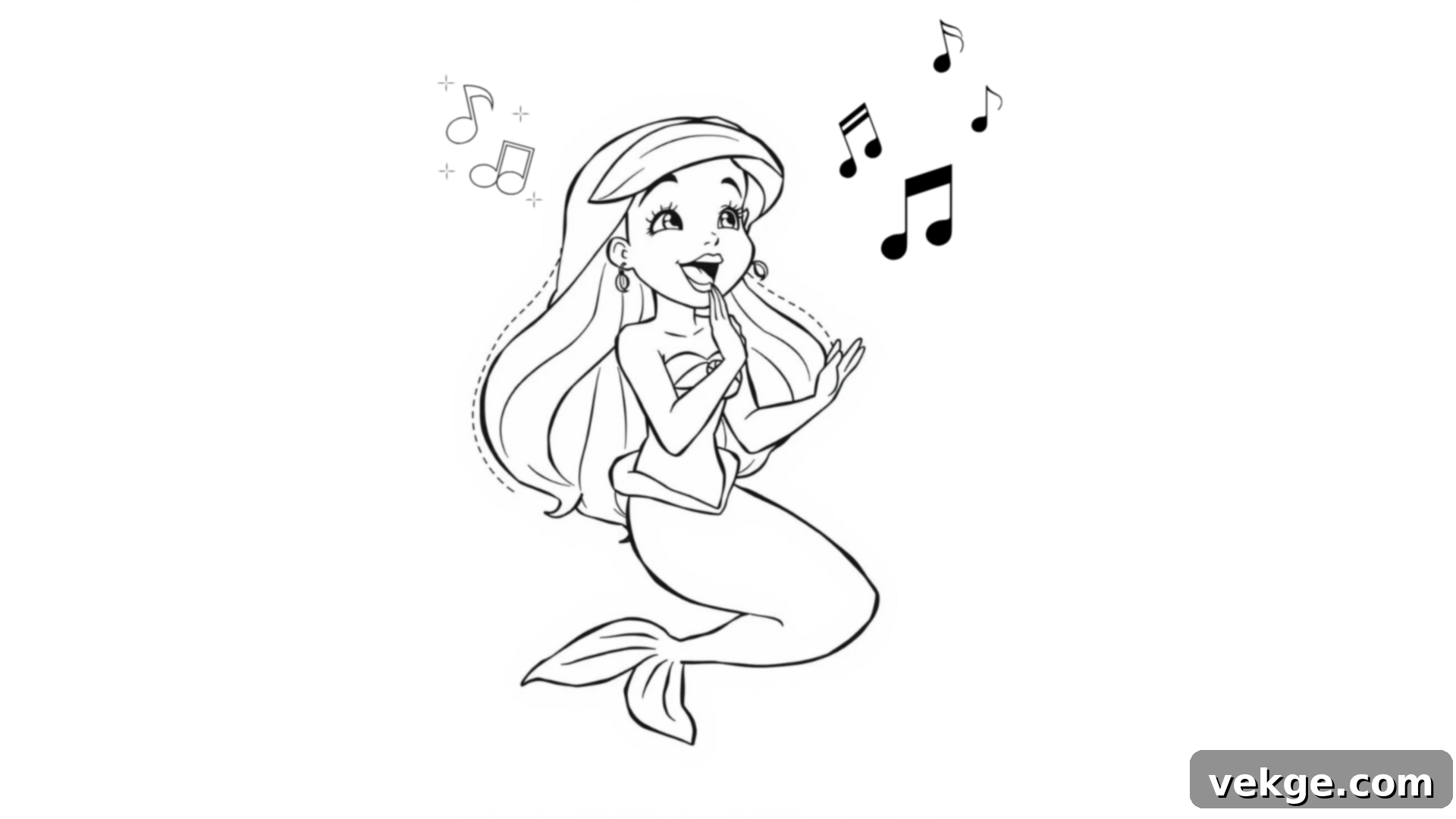 Ariel Singing with Musical Notes