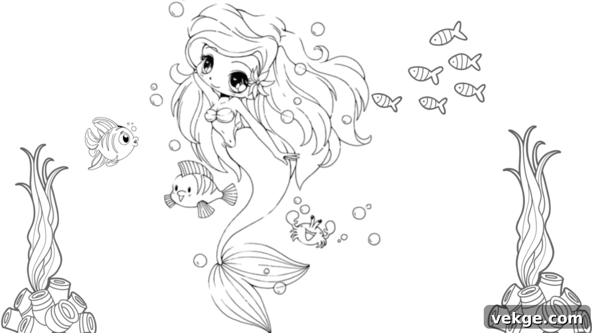 Ariel Surrounded by a School of Fish