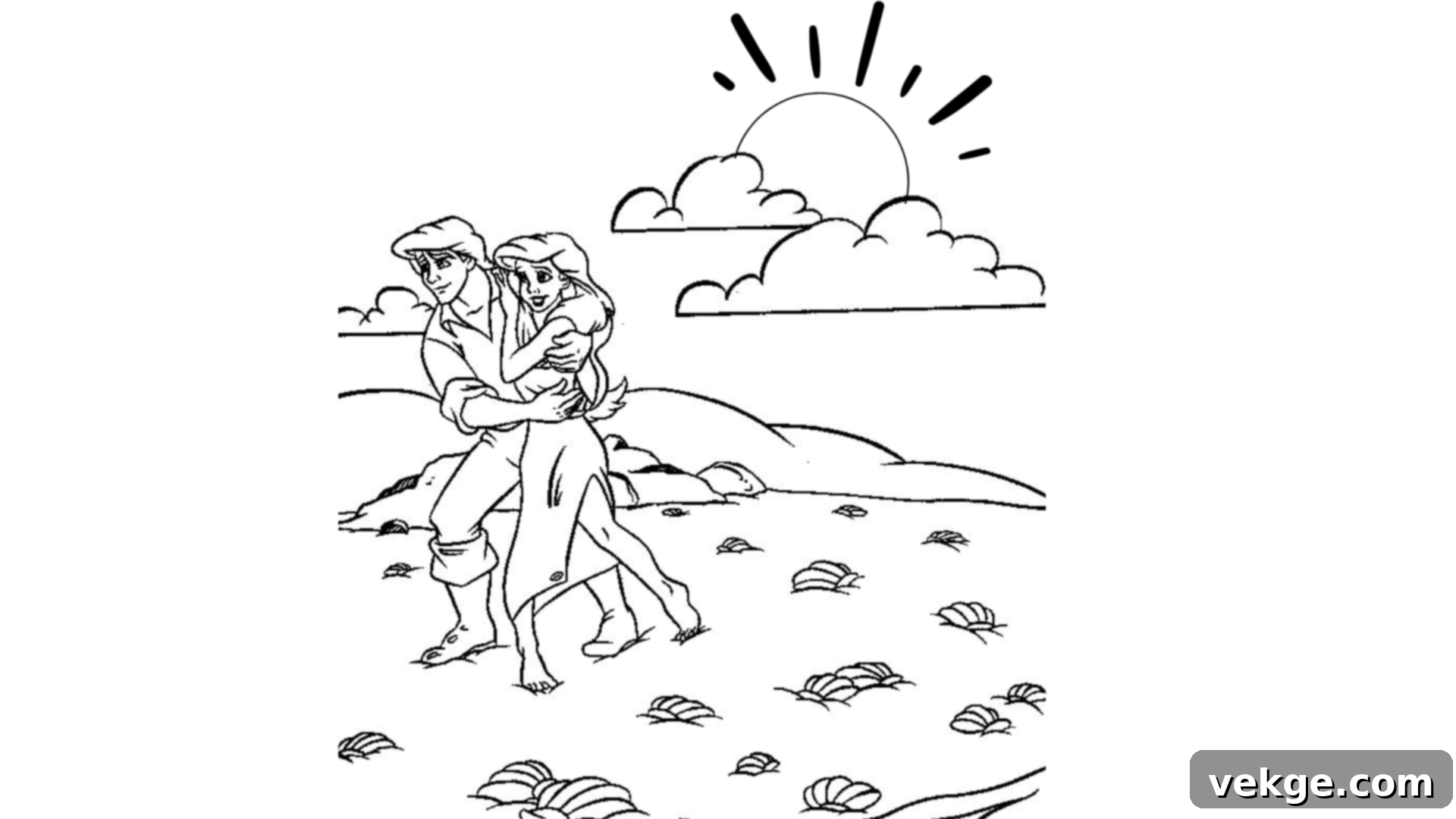 Ariel and Eric Walking Along the Beach Shore