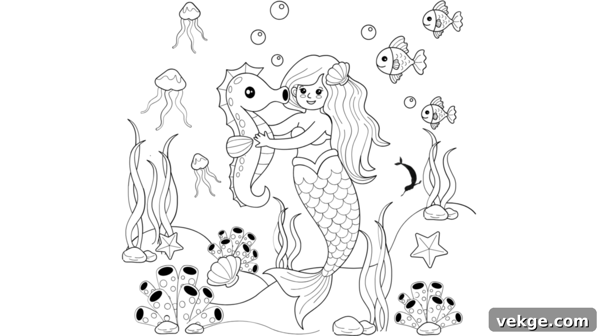 Ariel Riding a Friendly Seahorse