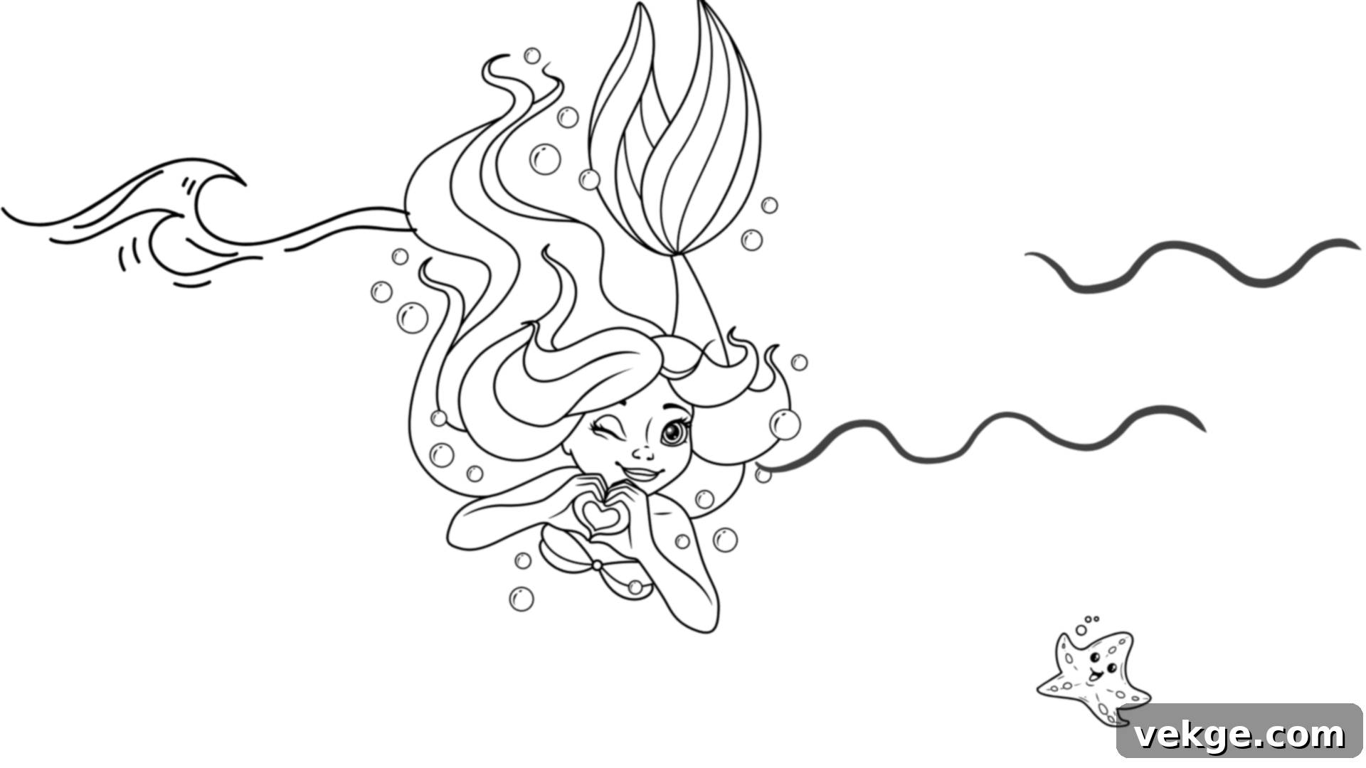 Ariel Swimming Through Swirling Water