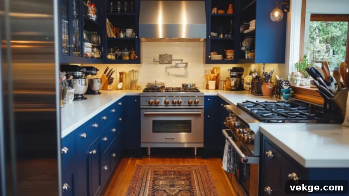 Q-12_Navy_Blue_Cabinets_with_White_Quartz_Countertops
