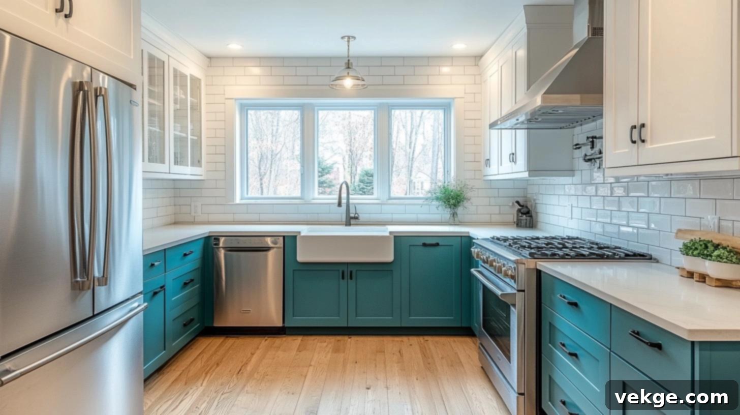 Q-20_Teal_Cabinets_with_White_Shaker-Style_Cabinets
