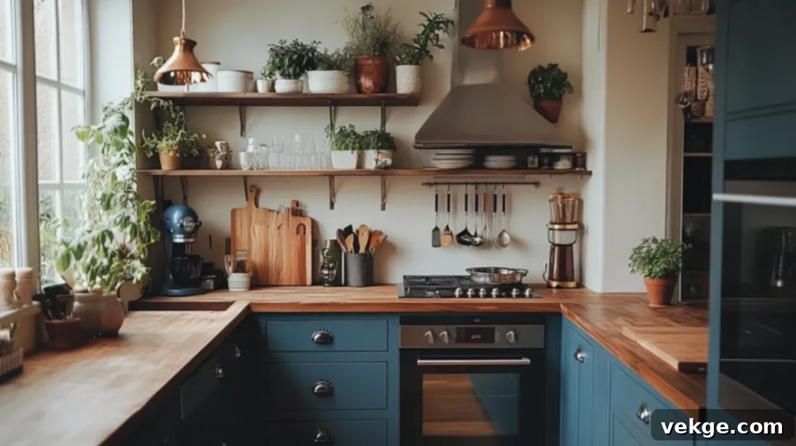 Q-25_Indigo_Blue_Cabinets_with_Wood_Countertops