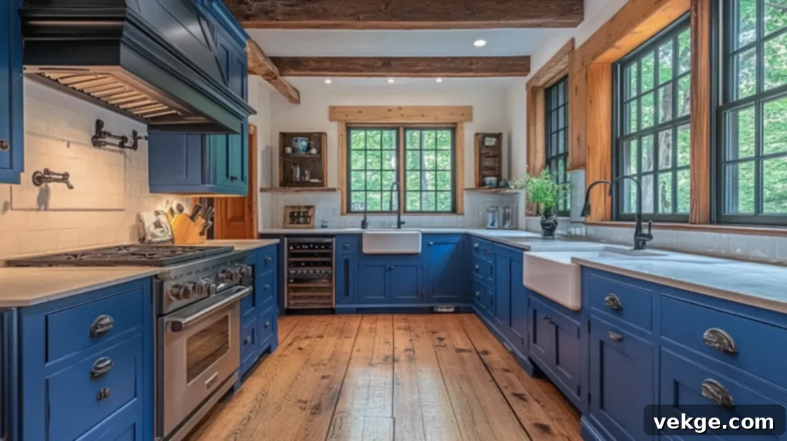 Q-4_Cobalt_Blue_Cabinets_with_Warm_Wood_Flooring