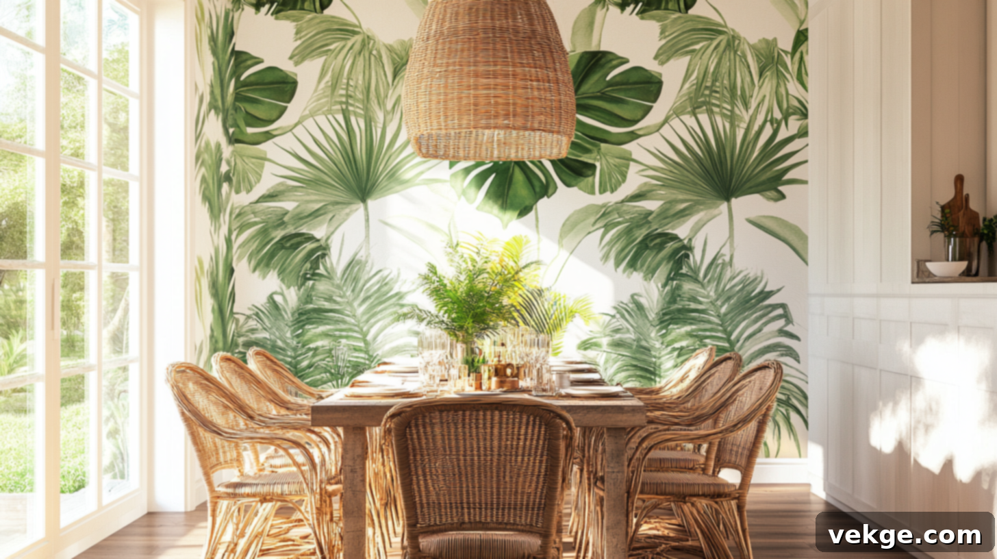 Tropical Palms Wallpaper Dining Room