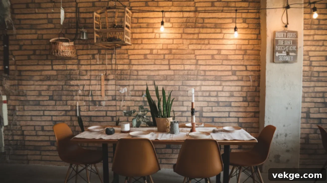 Faux Brick Wall Wallpaper for Dining Room