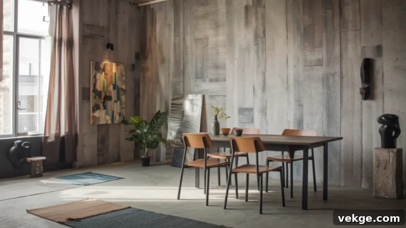 Concrete Wall Effect Wallpaper Dining Room