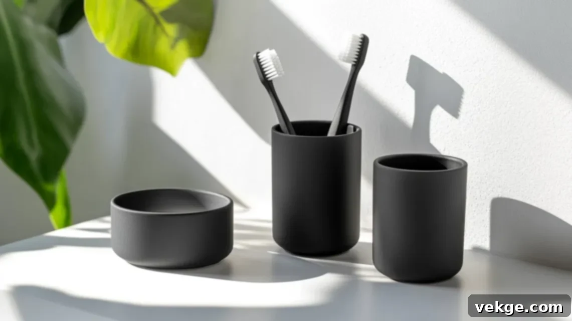 R-3_Matte_Black_Toothbrush_Holder_with_Matching_Cup