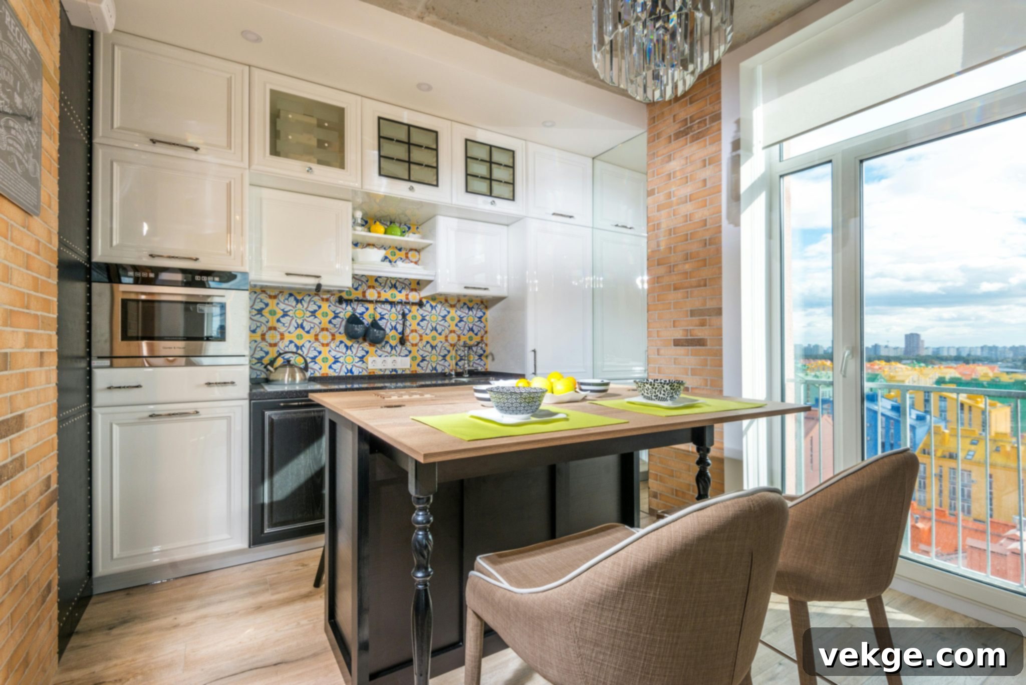 Modern kitchen with light-colored cabinets, demonstrating a future-proof design