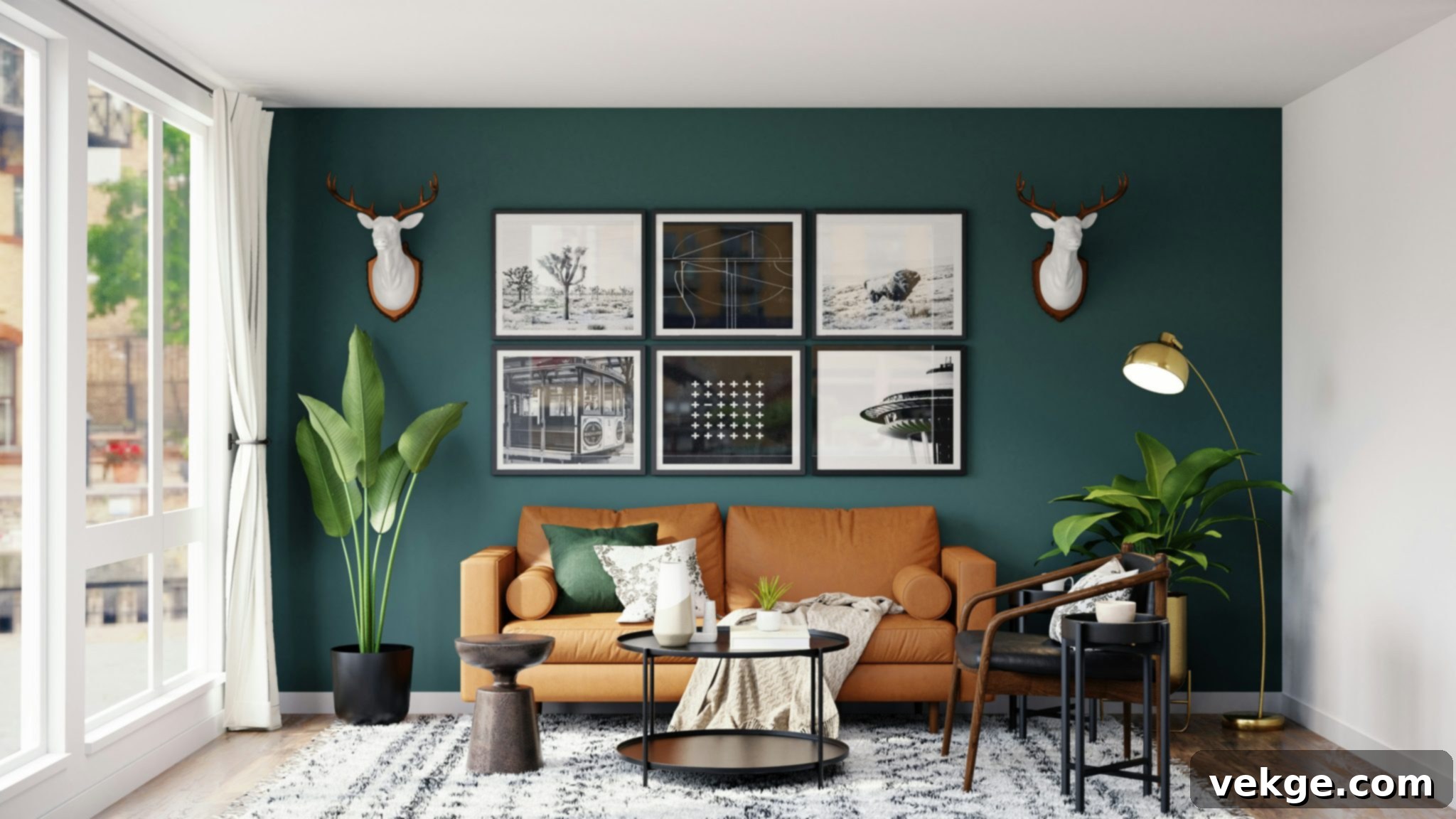 A bright and modern living room decorated with summer touches, featuring light-colored furniture, indoor plants, and natural light.