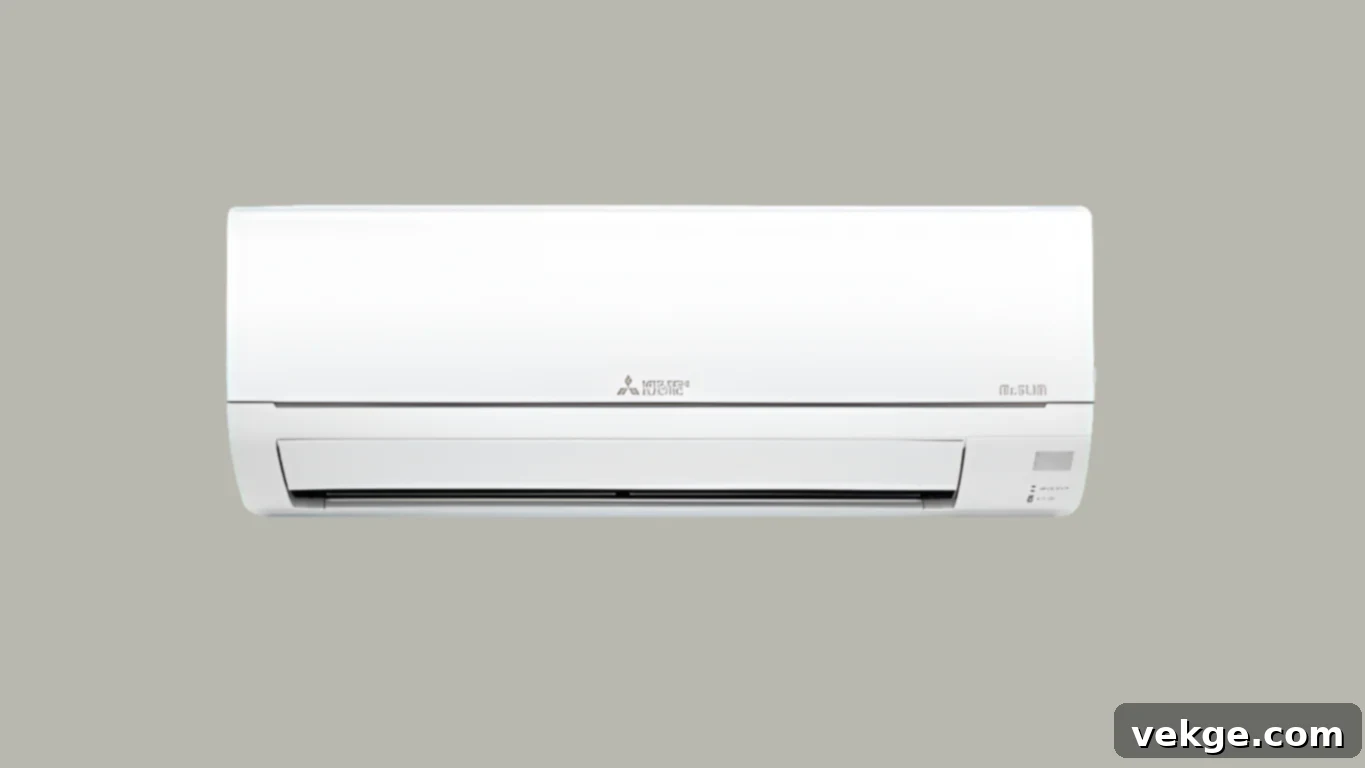 Mitsubishi Electric split system AC unit mounted on a wall
