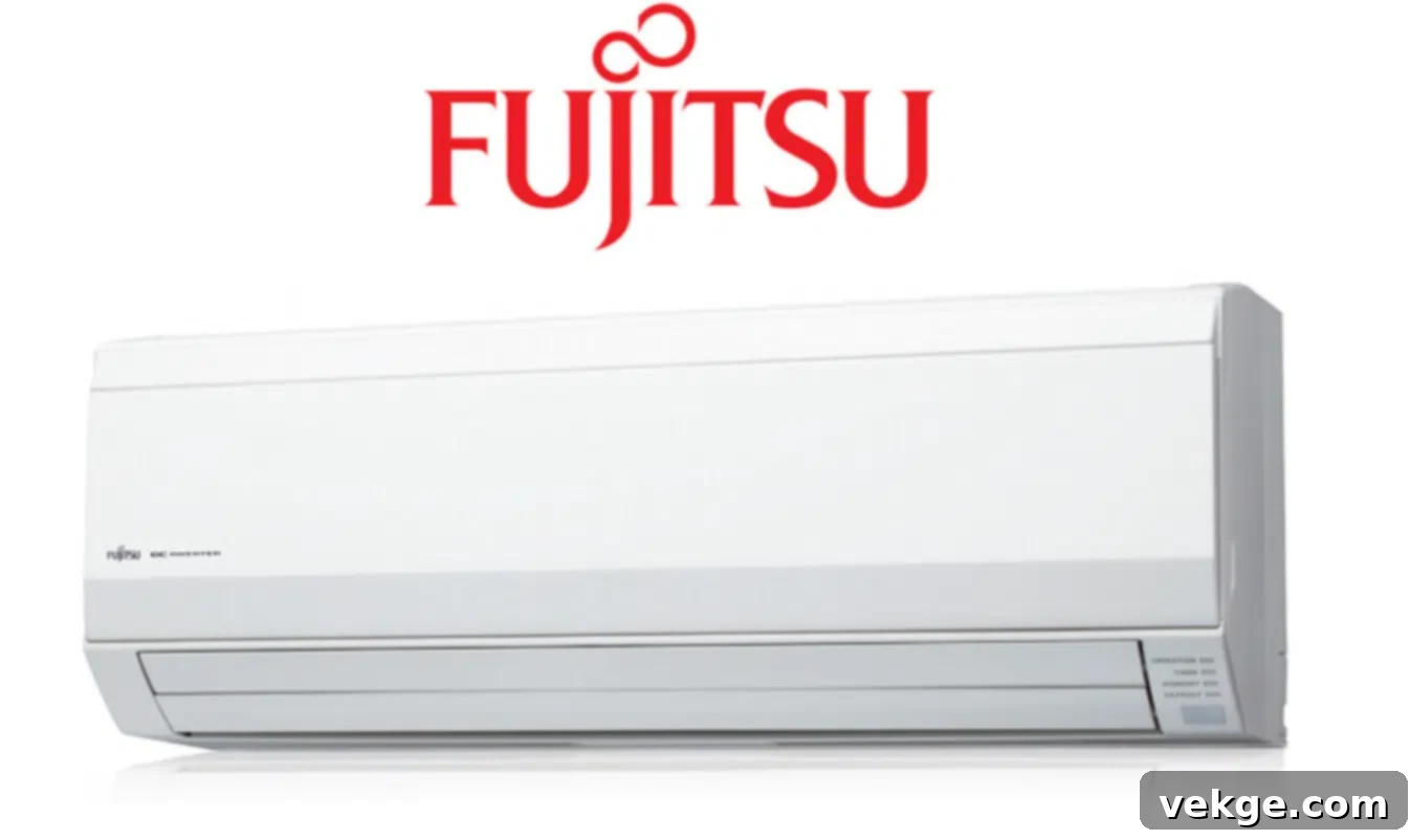 Fujitsu split system air conditioner mounted on a wall