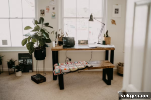 Organized desk with playful accessories and a cute mug