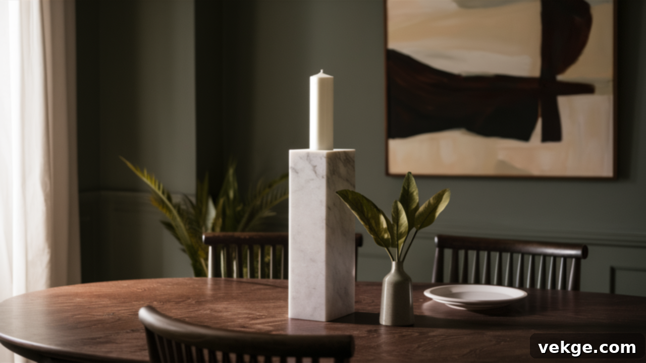 Elegant Marble Candle Stand with Pillar Candle