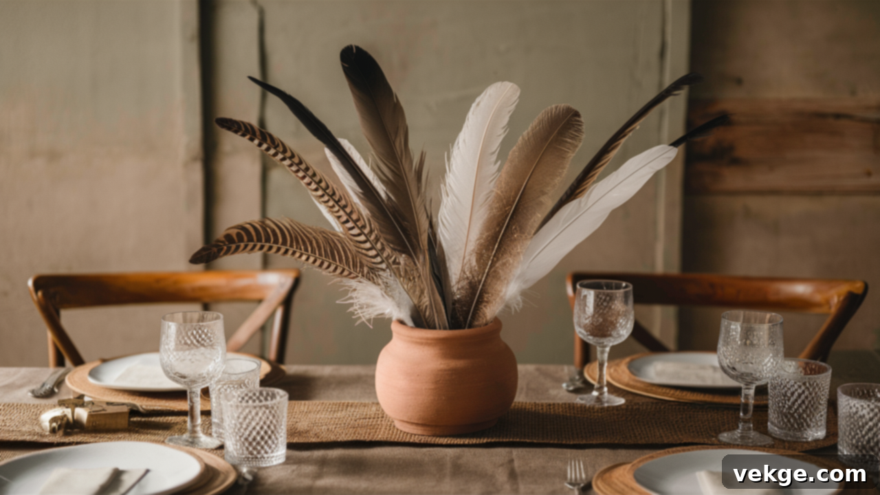 Organic Feather Display in a Clay Pot