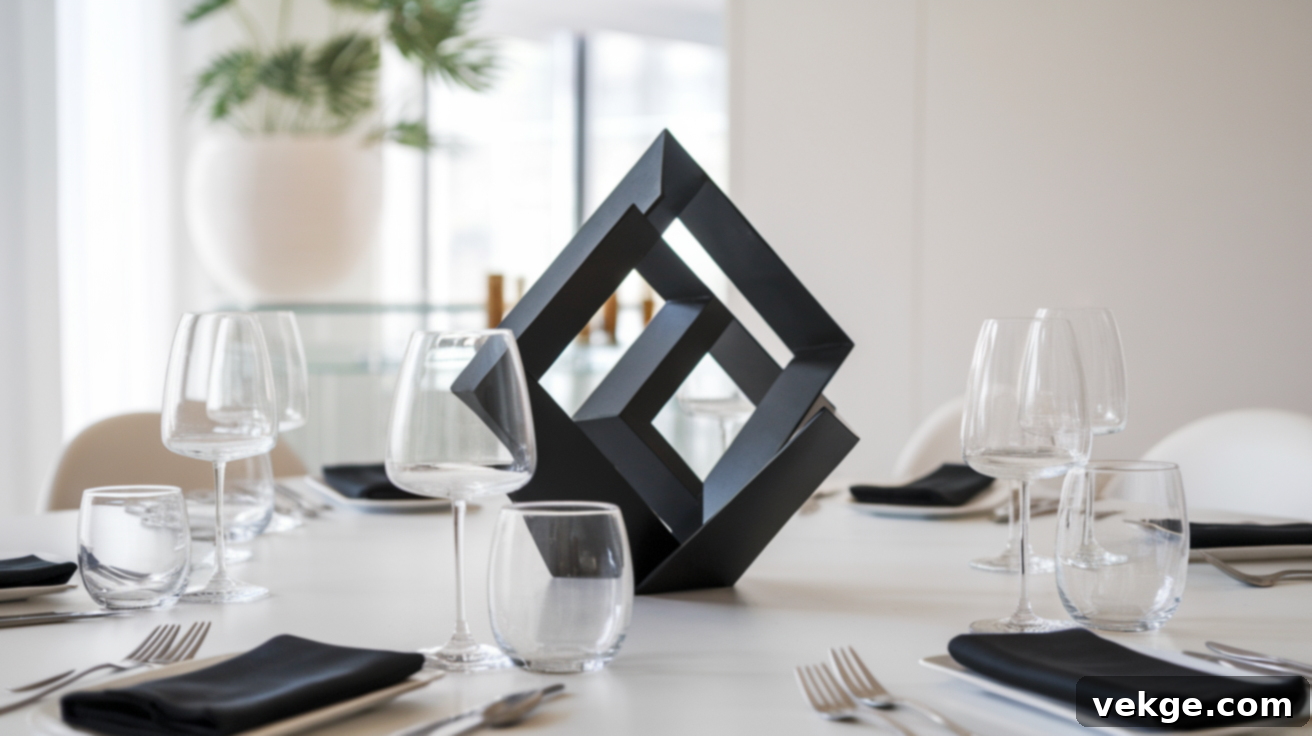 Sleek Geometric Metal Sculpture Dining Centerpiece