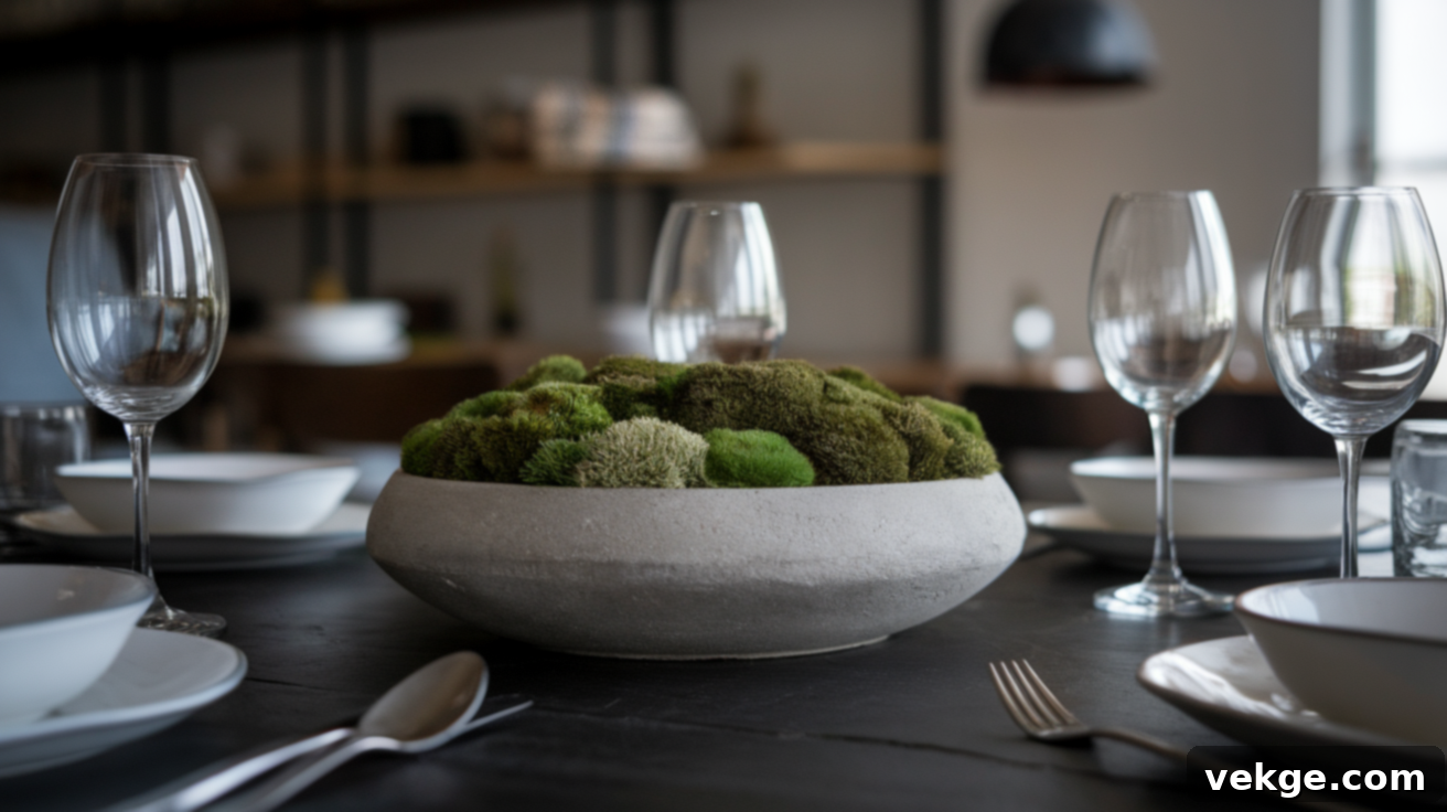 Modern Concrete Bowl with Preserved Green Moss