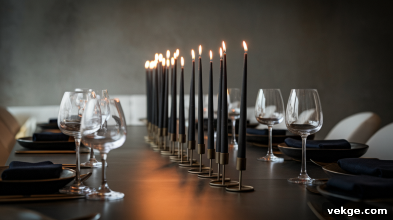 Elegant Black Taper Candles in Minimalist Holders