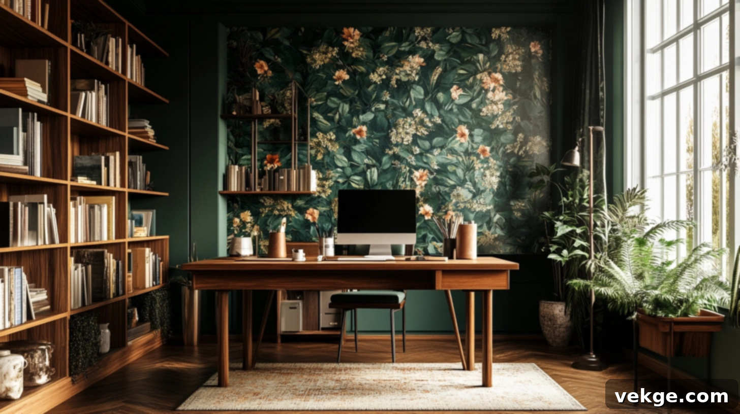 a-5_Dark_Green_Botanical_Print_in_a_Home_Office