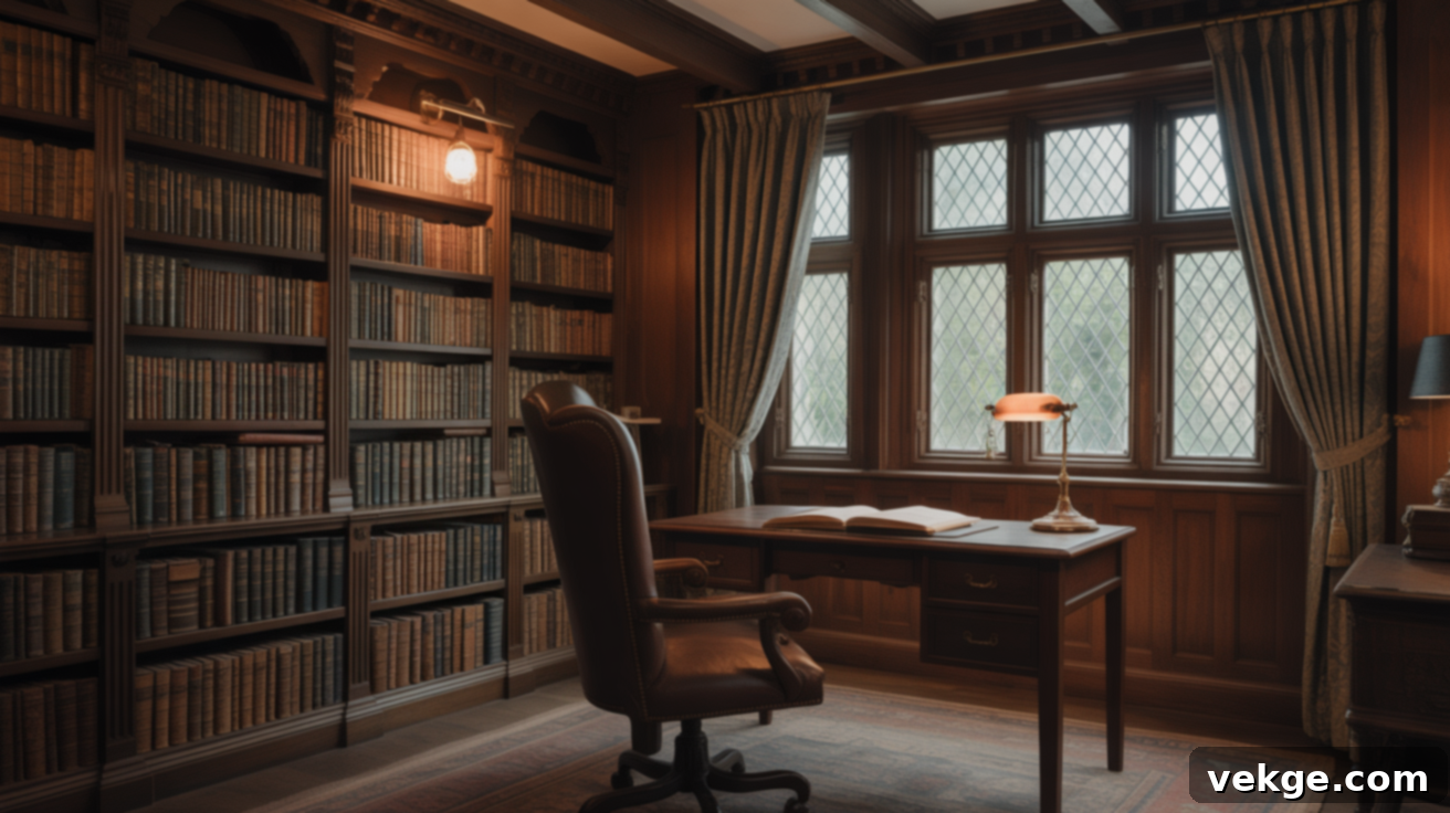 Tudor Revival Library Study Design
