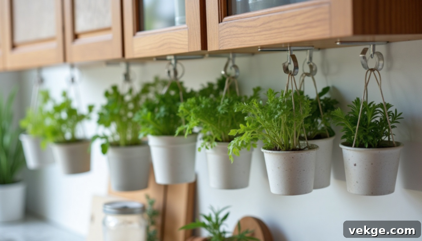 Under-Cabinet Hanging Herb Rack