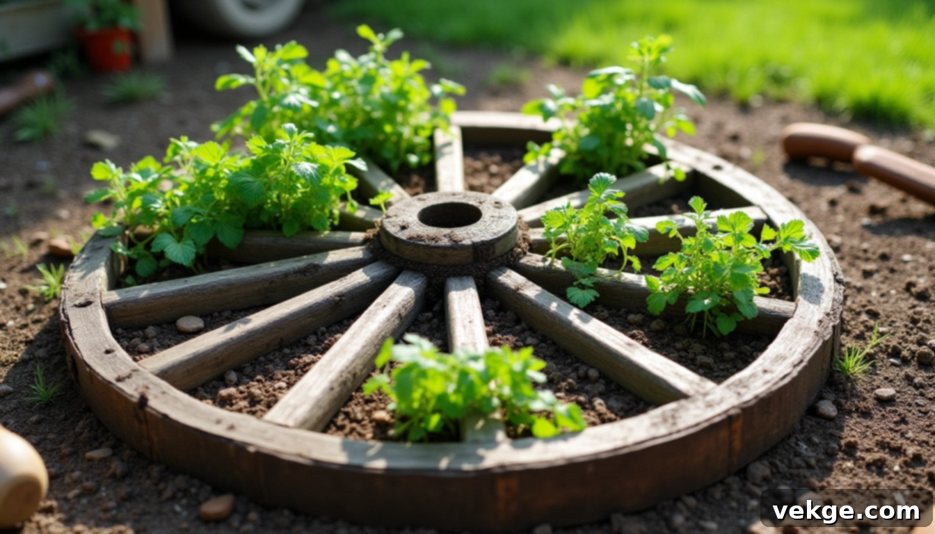 Wagon Wheel Herb Garden