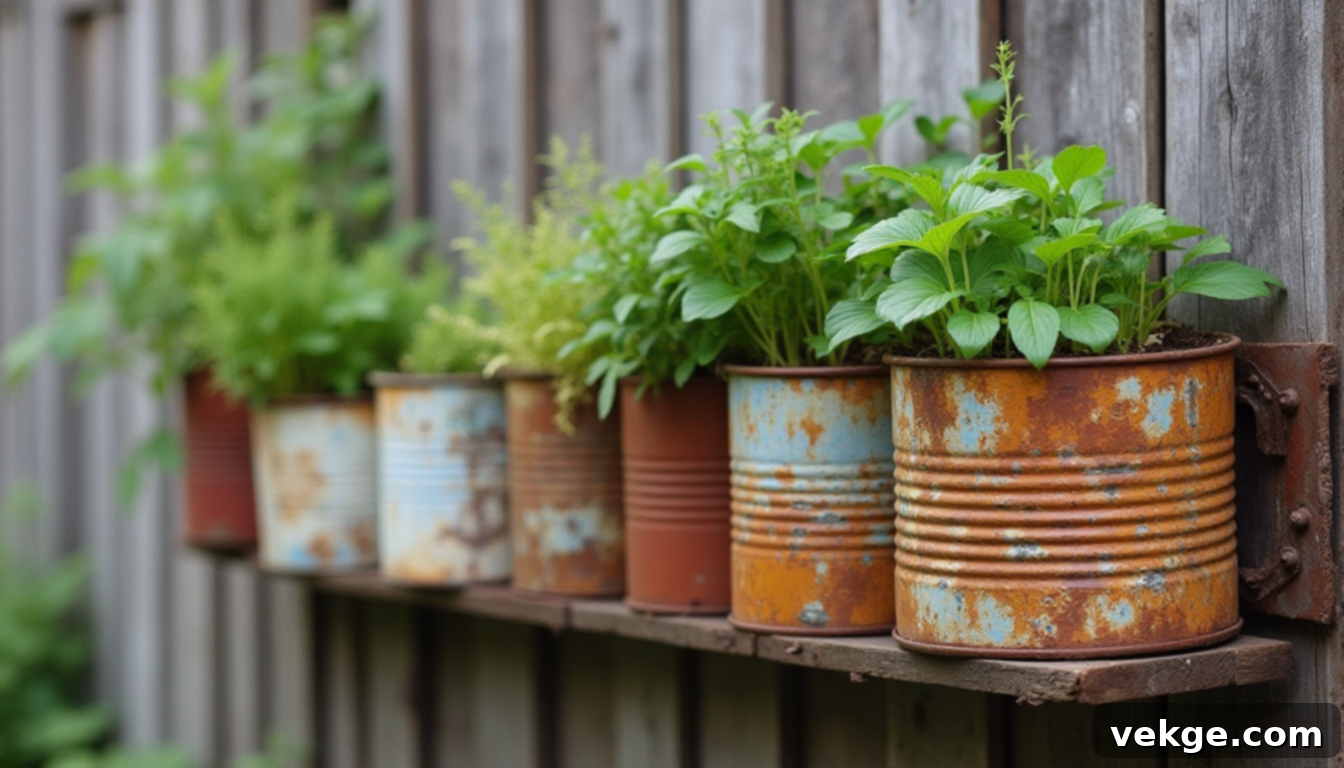 Vintage Tin Can Wall Garden