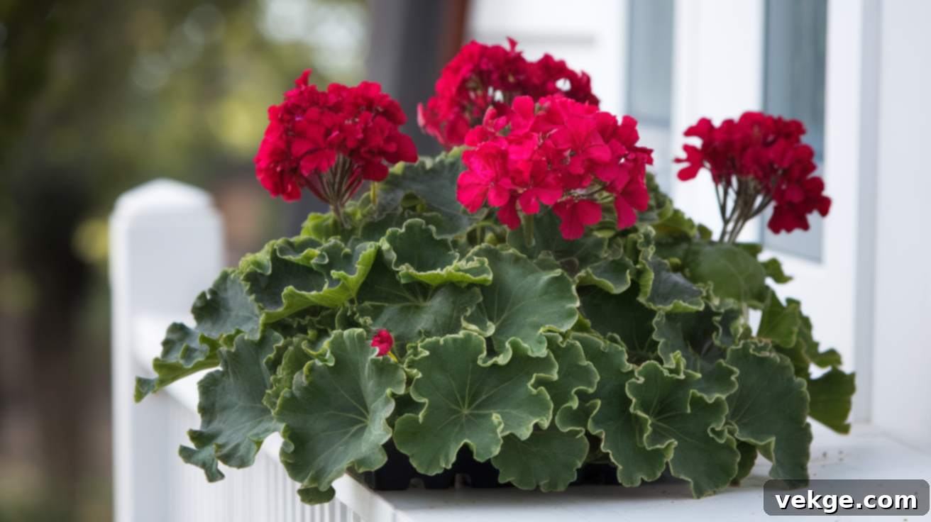 Scented geranium plant with textured leaves, emitting a lemon fragrance.