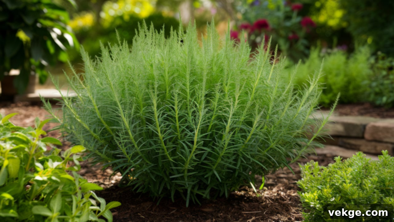 Bushy sage plant with silvery-green leaves, used as a culinary herb and fly repellent.