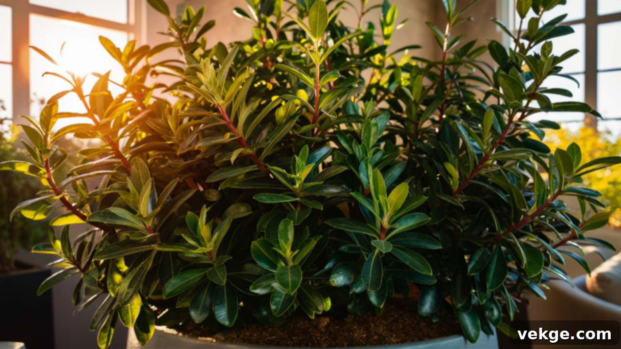 Bay laurel shrub with dark green, glossy leaves, known for its culinary and repellent uses.