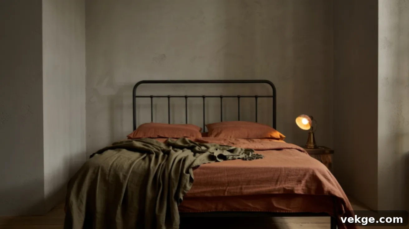 Earthy_Bedding_with_Black_Metal_Frame