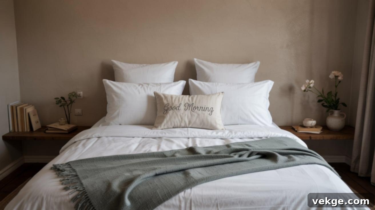 Soft_Brown_Wall_Paint_with_Cotton_Bedding