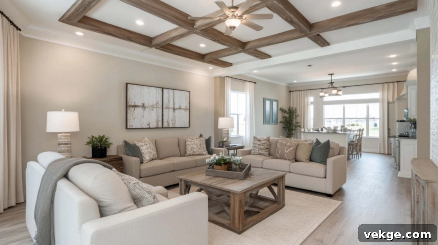 Rustic Wood Ceiling Beams in a cozy living space