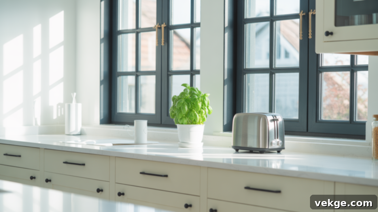 Black Trim Windows with Matte Black Cabinet Handles