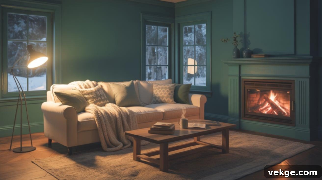 Living room with Benjamin Moore Salamander walls
