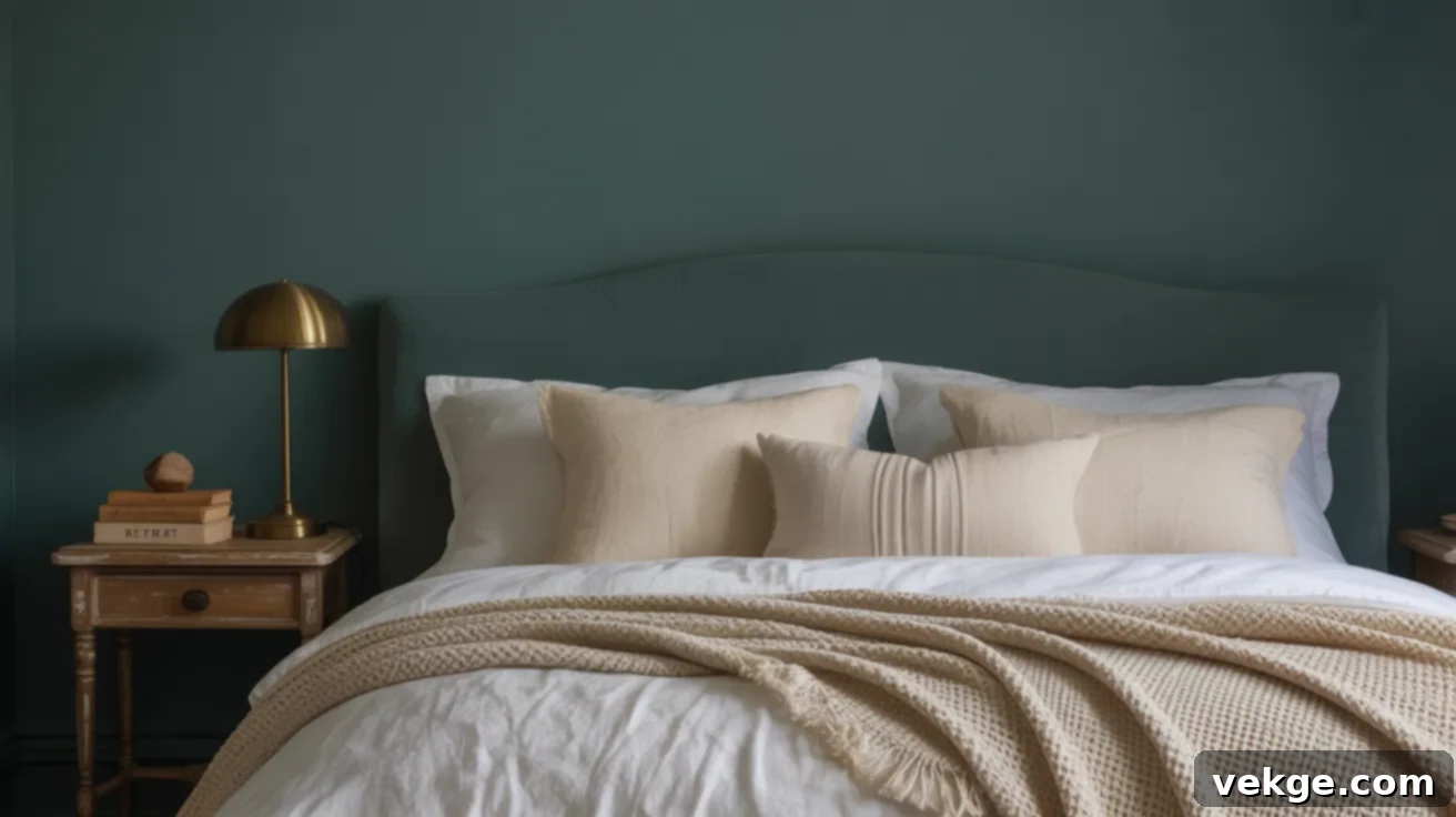 Bedroom with Benjamin Moore Salamander accent wall