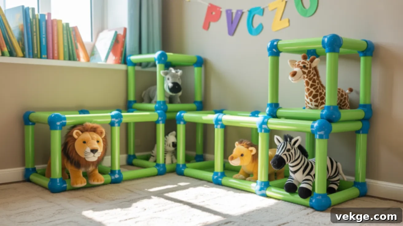 PVC Zoo, a safe and cost-effective DIY stuffed animal storage solution