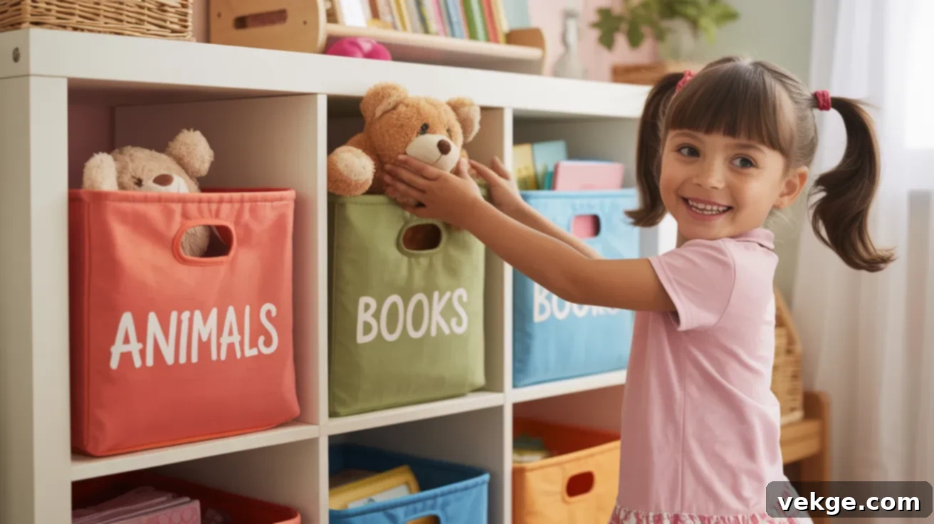 Cubbies with Bins or Drawers for neat and labeled toy organization