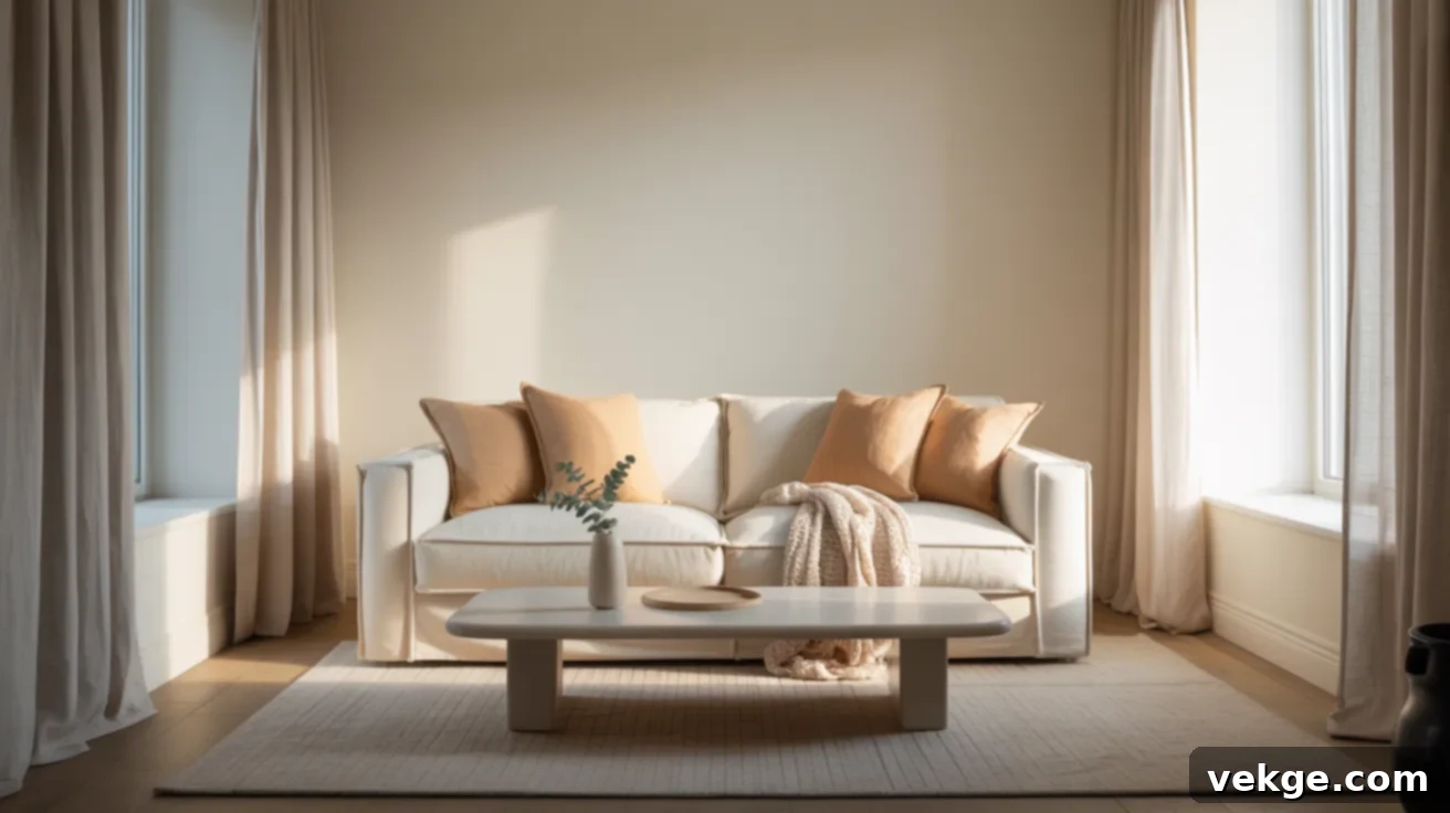 Soft Neutral Minimalism Eclectic Living Room