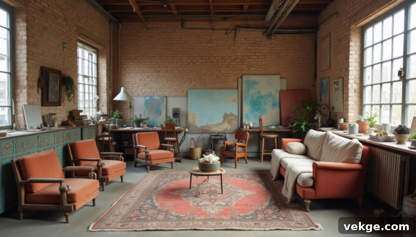 Vintage Artists Loft Eclectic Living Room Decor