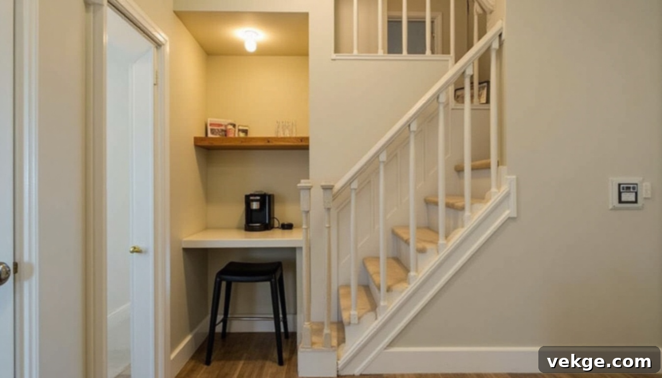 Under-Stairs Cubbies Coffee Station