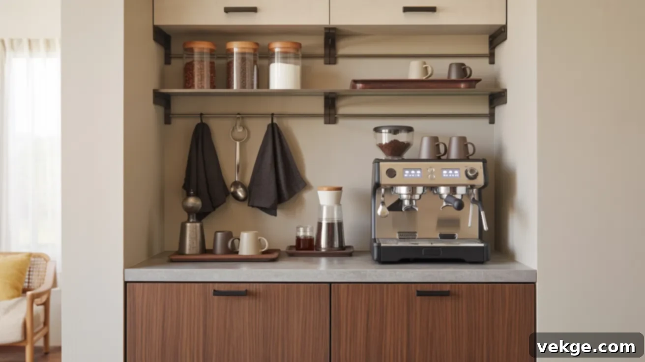 Corner Coffee Station with Floating Shelves