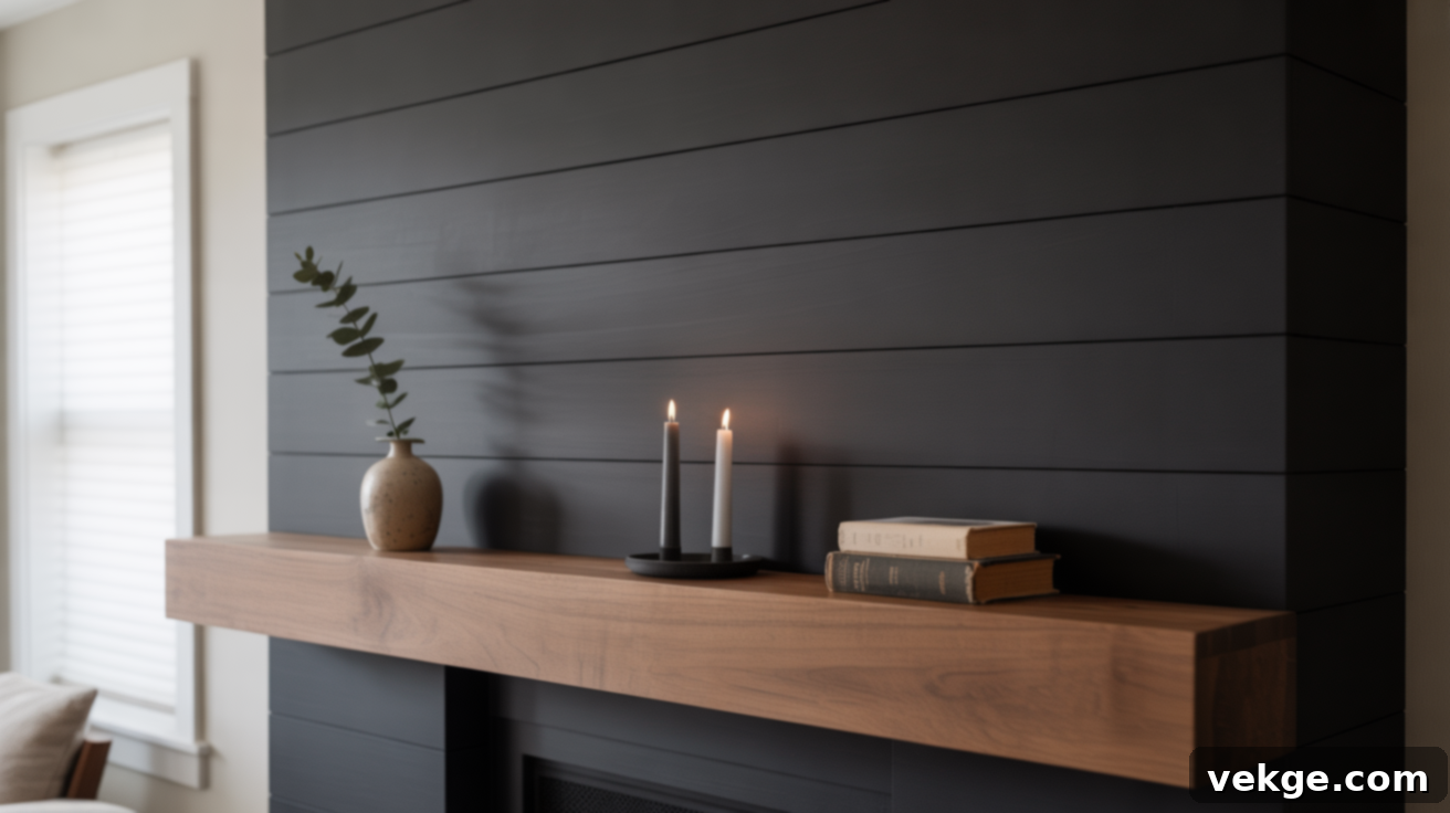 Full_Wall_of_Flat_Black_Shiplap_with_a_Wood_Mantel
