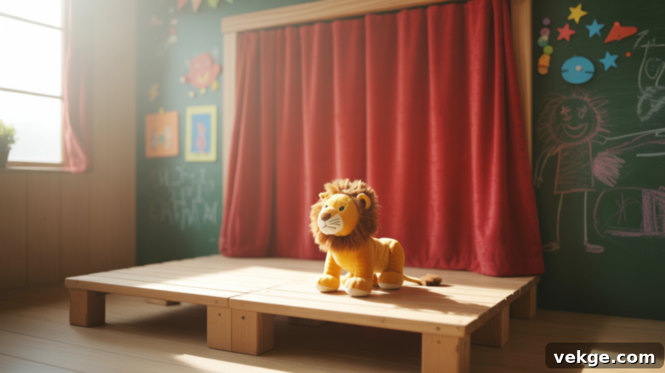 DIY Stage or Chalkboard Wall in Playroom