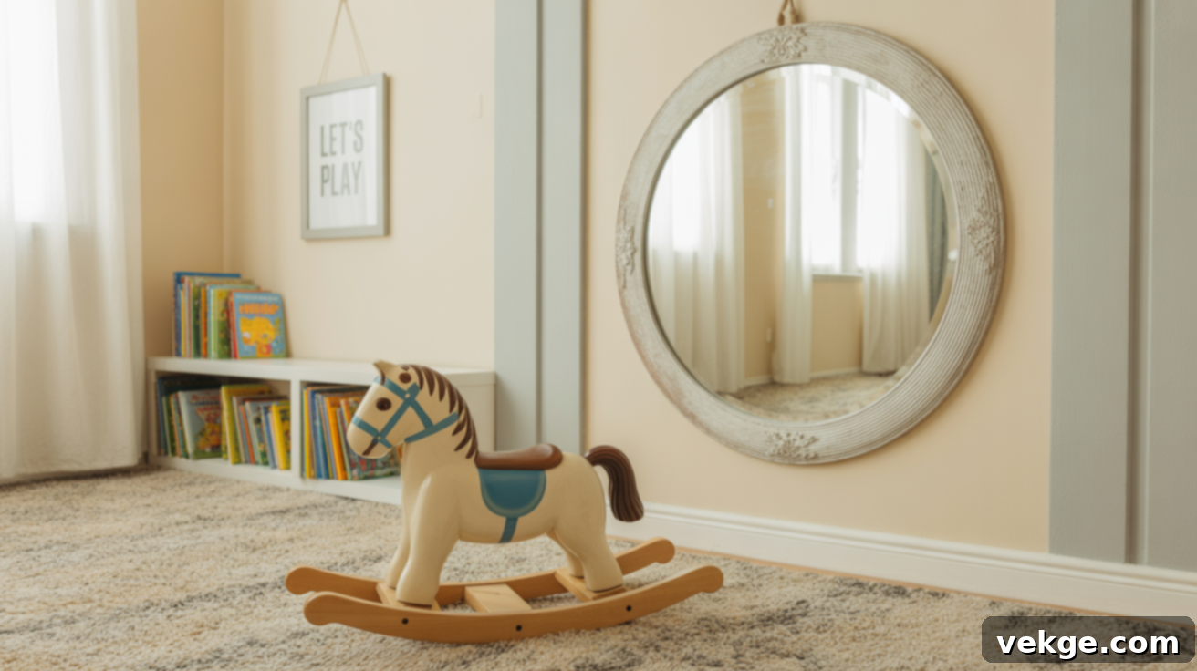 Light Wall Colors and Mirrors in Small Playroom