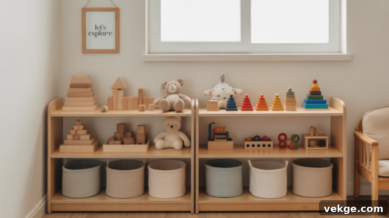 Montessori-Style Low Shelves for Playroom