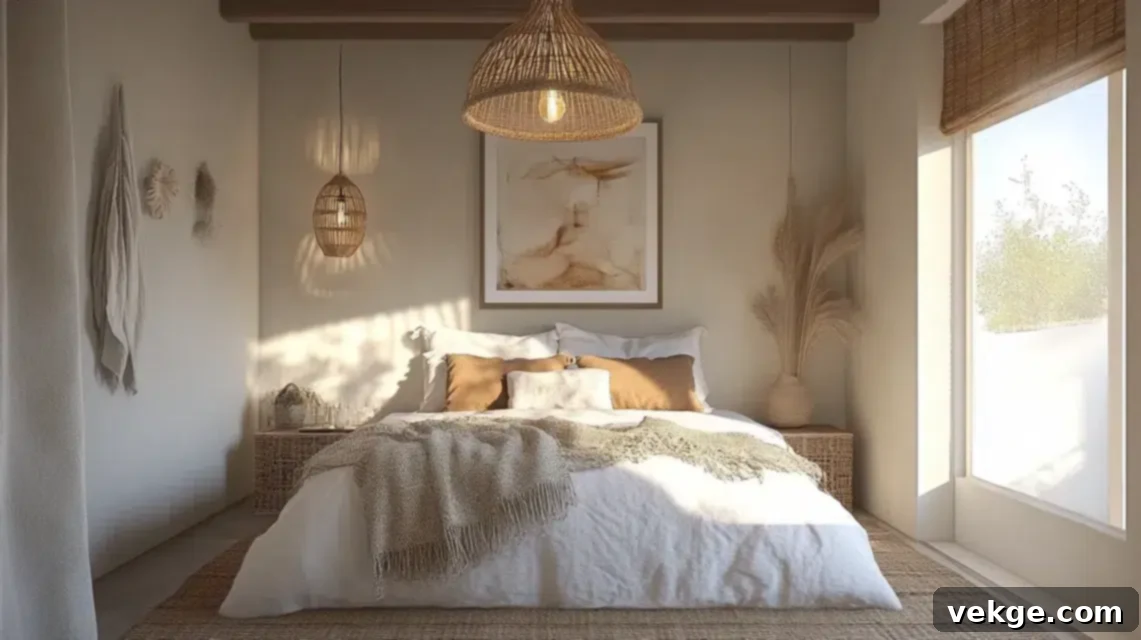 Boho or Rattan Pendant Lights for Texture in Small Bedrooms