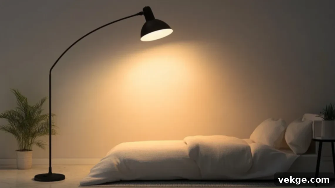 Arc Floor Lamps with Adjustable Heads for Small Bedrooms